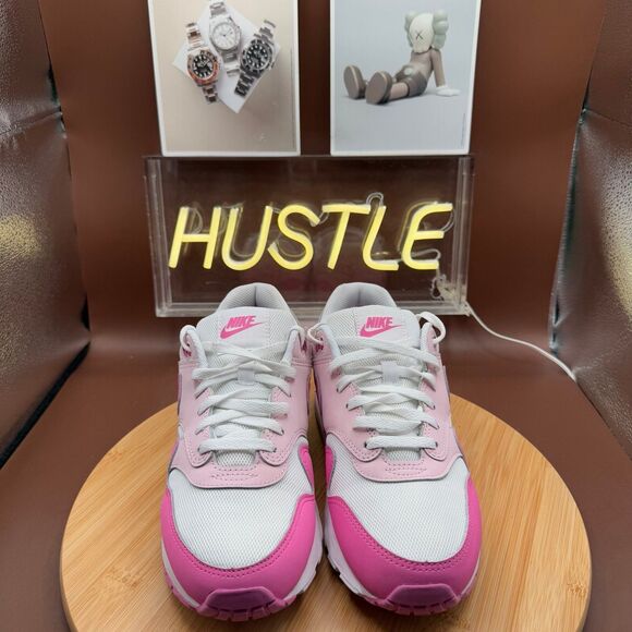 Nike Air Max 1 (GS) Shoes Big Kid’s SZ 6.5Y White/Playful Pink Foam - Picture 6 of 10